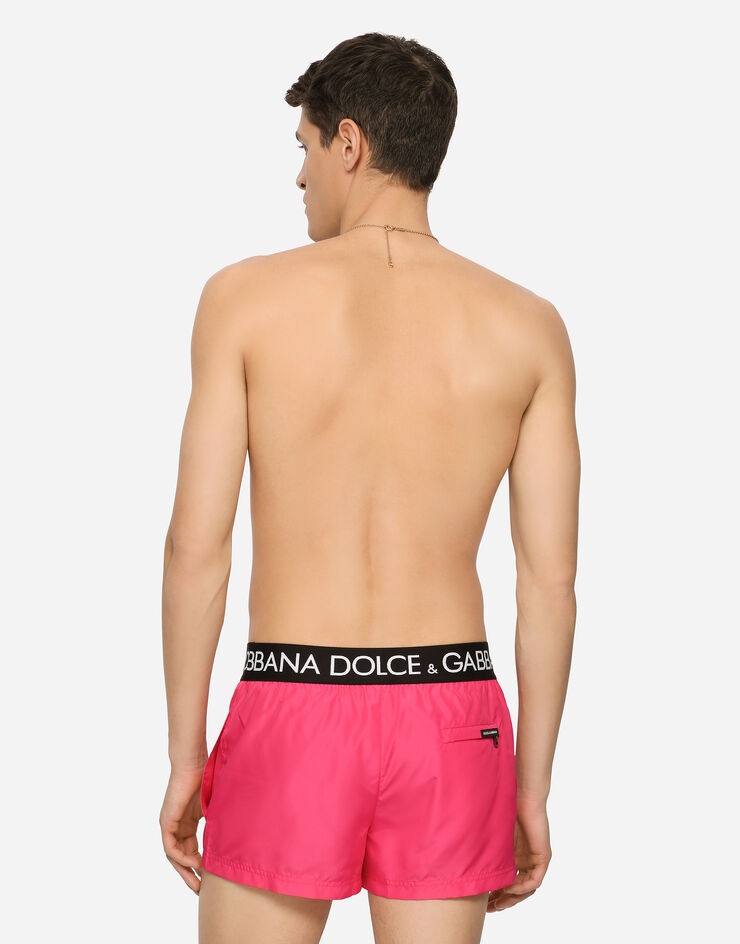 Short swim trunks with branded stretch waistband - 5