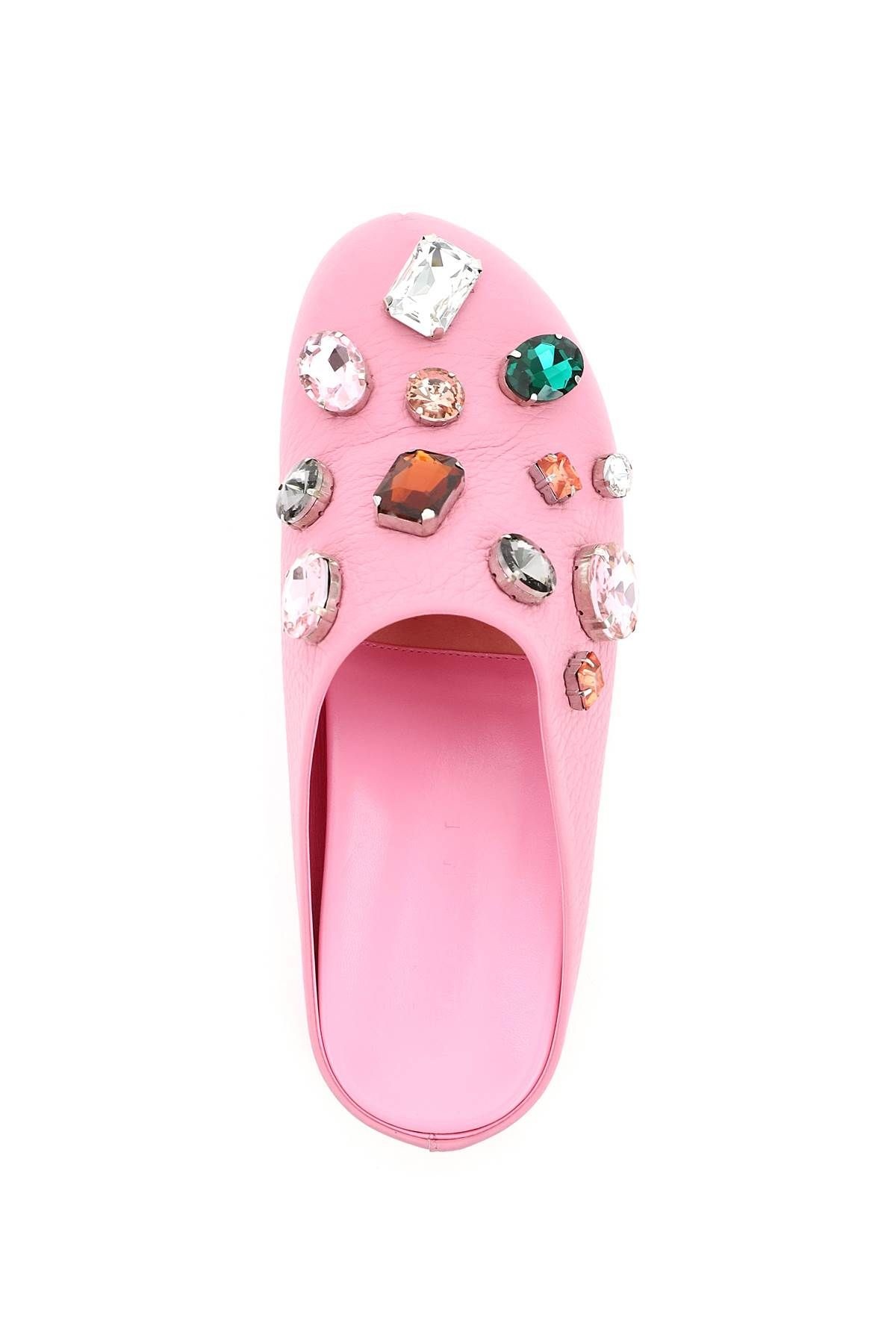 GRAINED LEATHER CLOG WITH CRYSTALS - 3