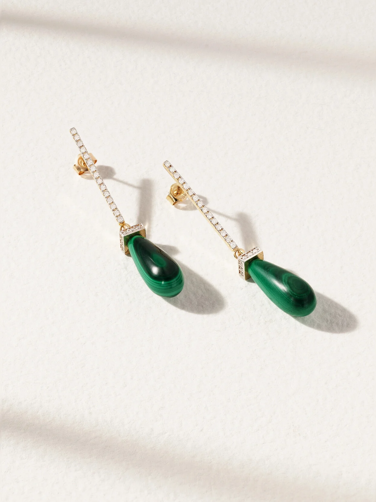 14-karat Gold, Malachite And Diamond Earrings - 1