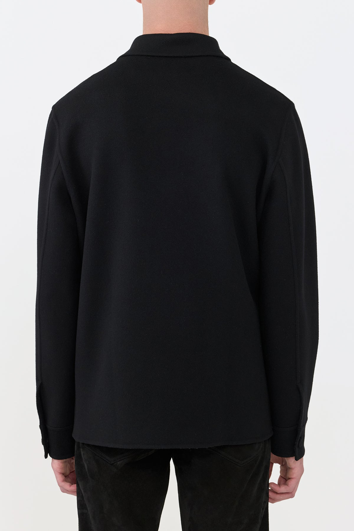 Ulu Chore Jacket in Black Double Face Recycled Cashmere - 4