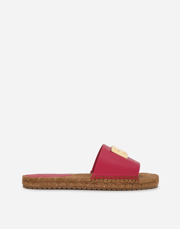 Nappa leather espadrille sliders with DG logo - 1