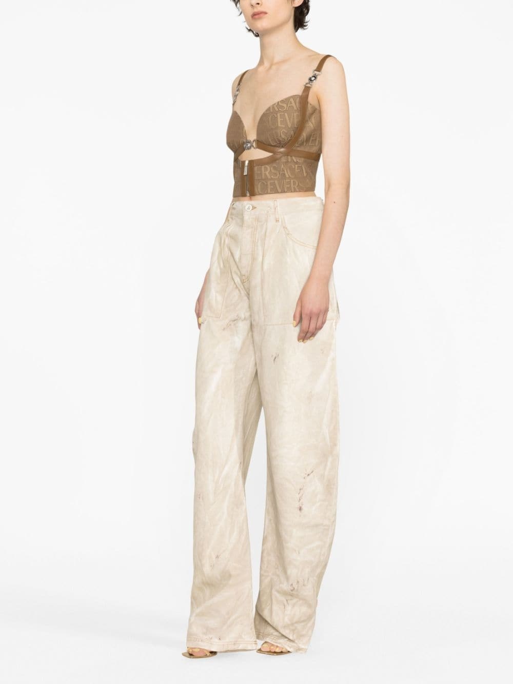 all-over logo print crop top - 4