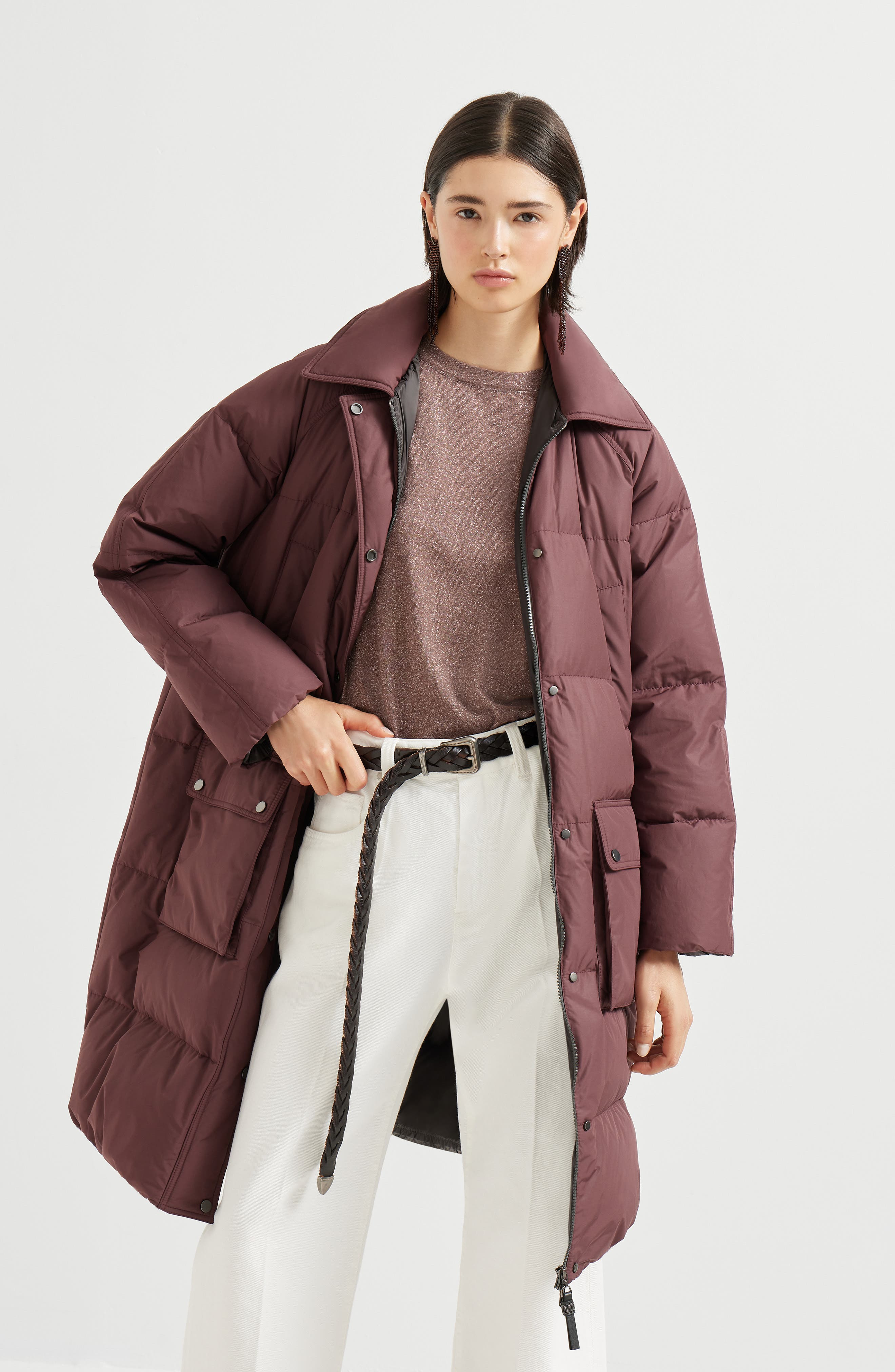 Brunello Cucinelli Water-resistant taffeta down jacket in Purple at Nordstrom - 5