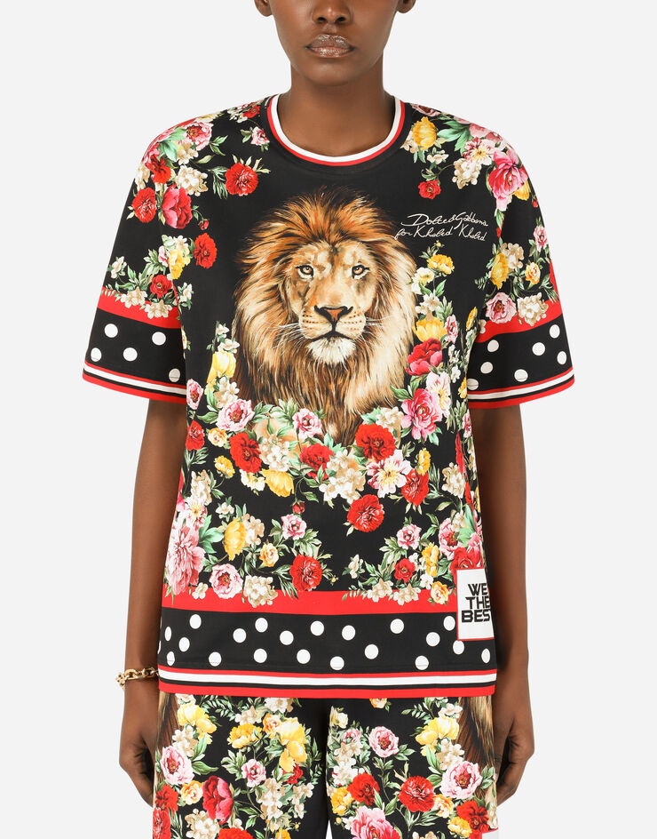 Cotton t-shirt with lion mix print - 3