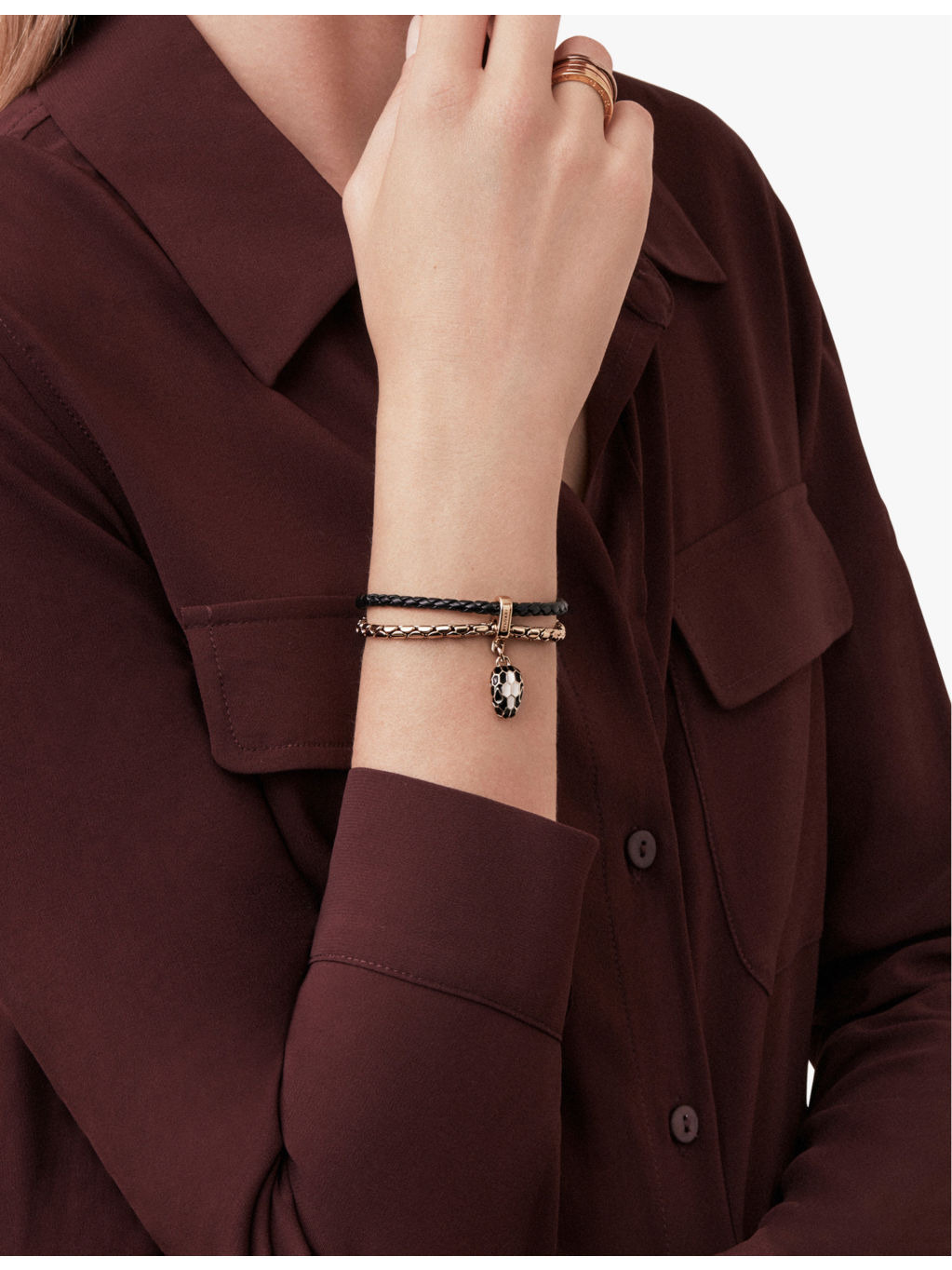 Serpenti Forever extra-small brass, leather and quartz charm bracelet - 2