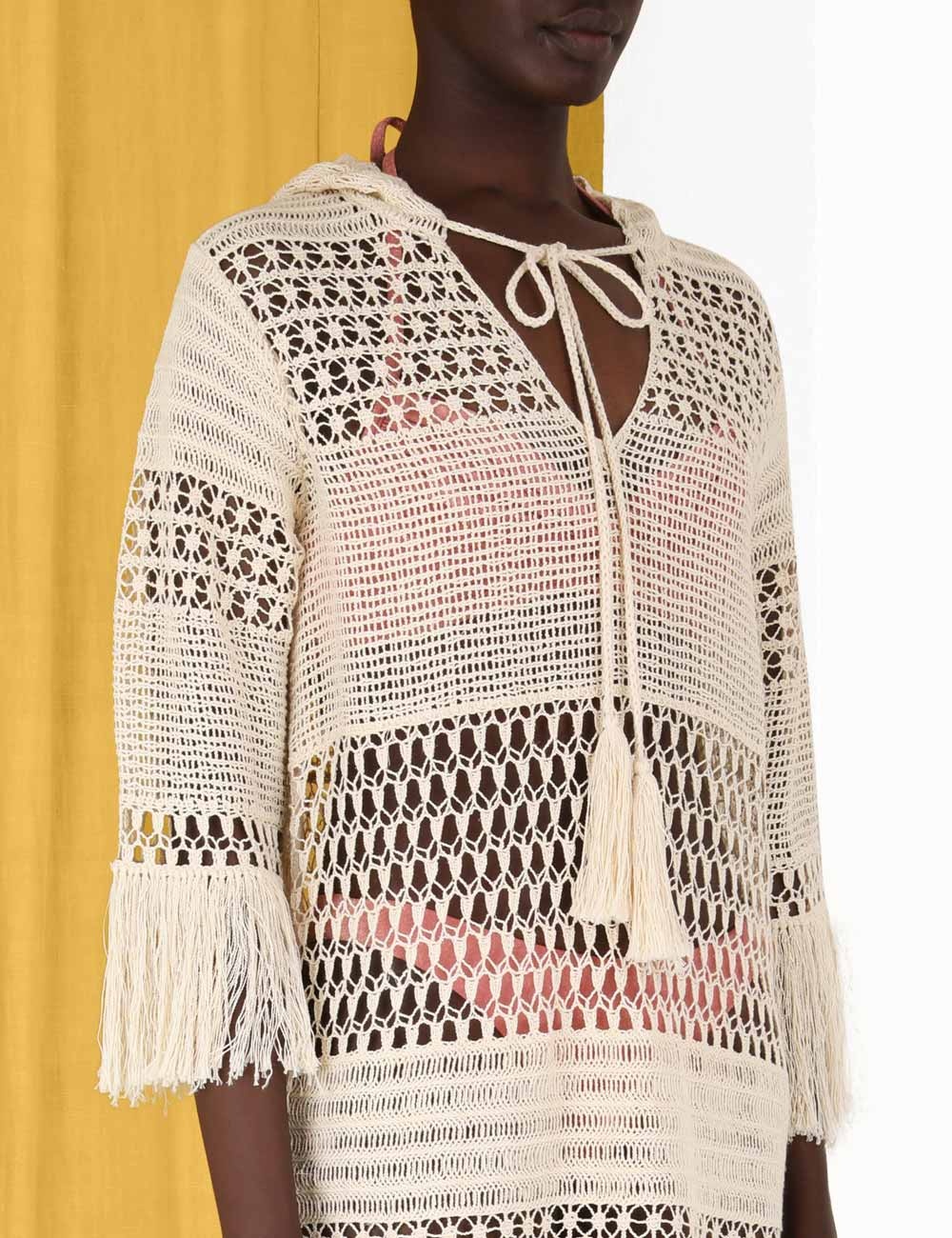 LAUREL KNIT FRINGE PONCHO - 5