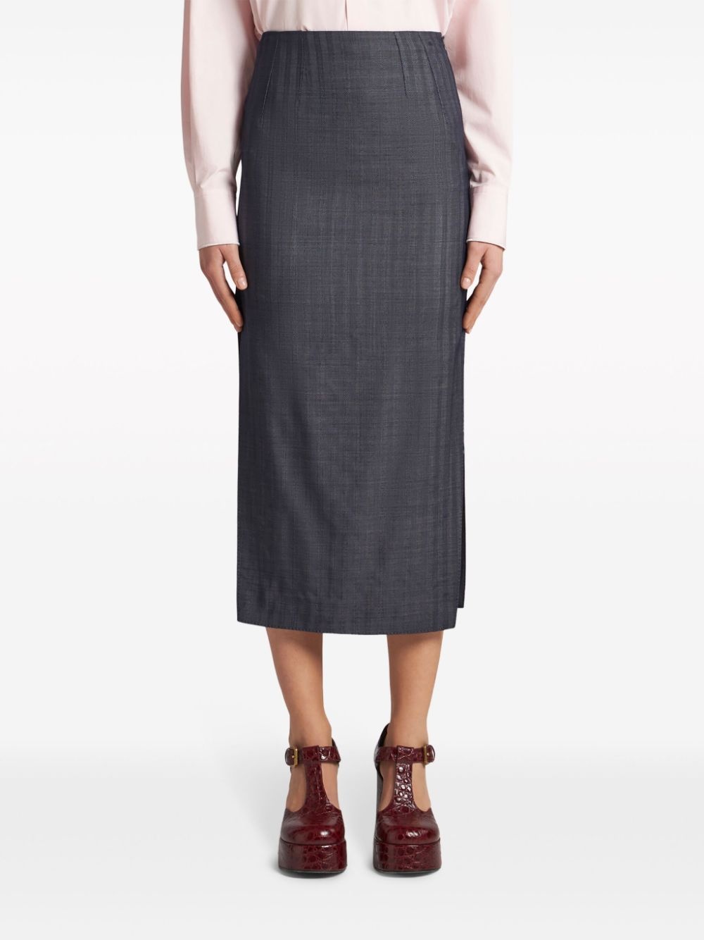 stripe-jacquard wool pencil skirt - 3