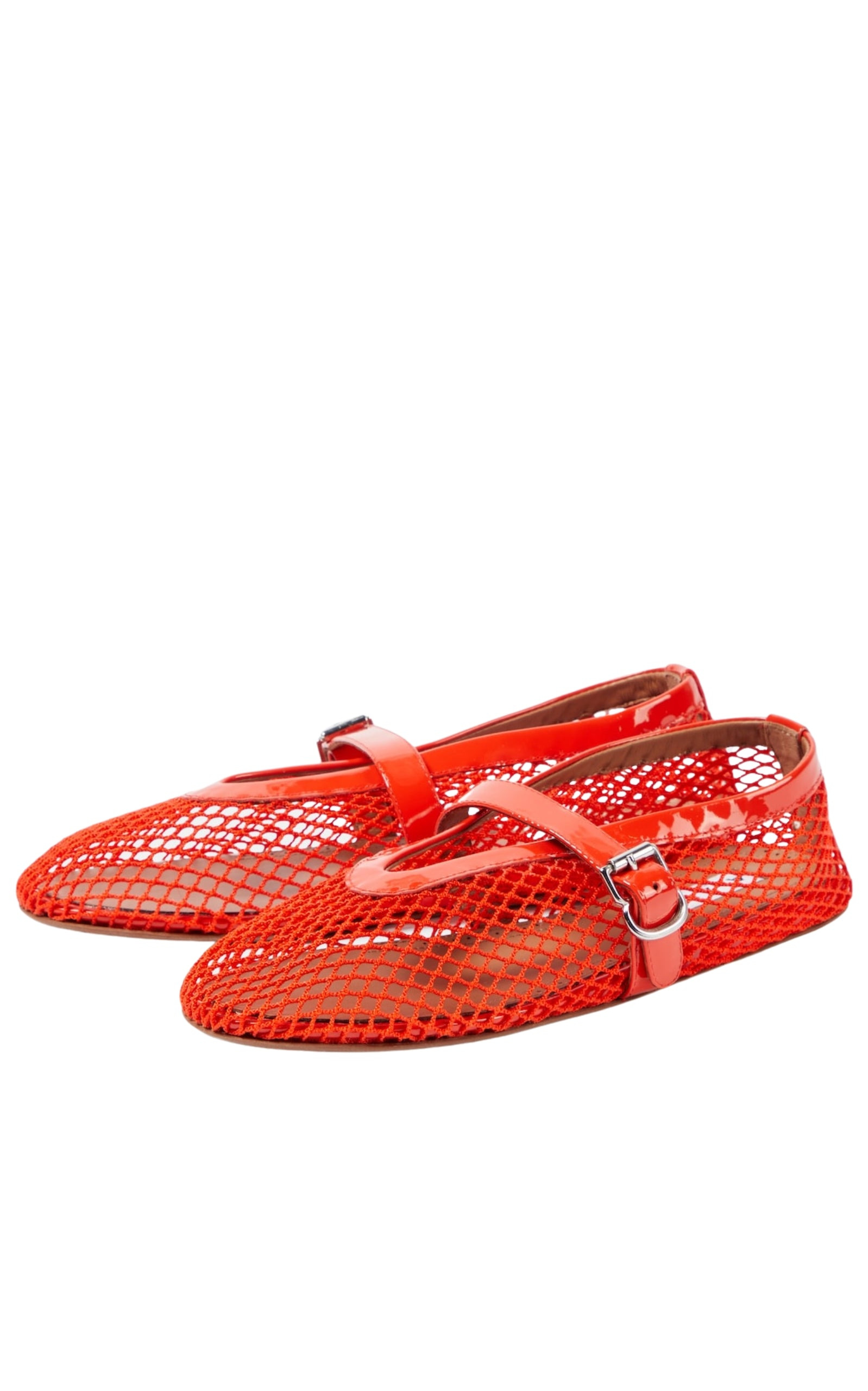 Leather-trimmed fishnet ballet flats - 5