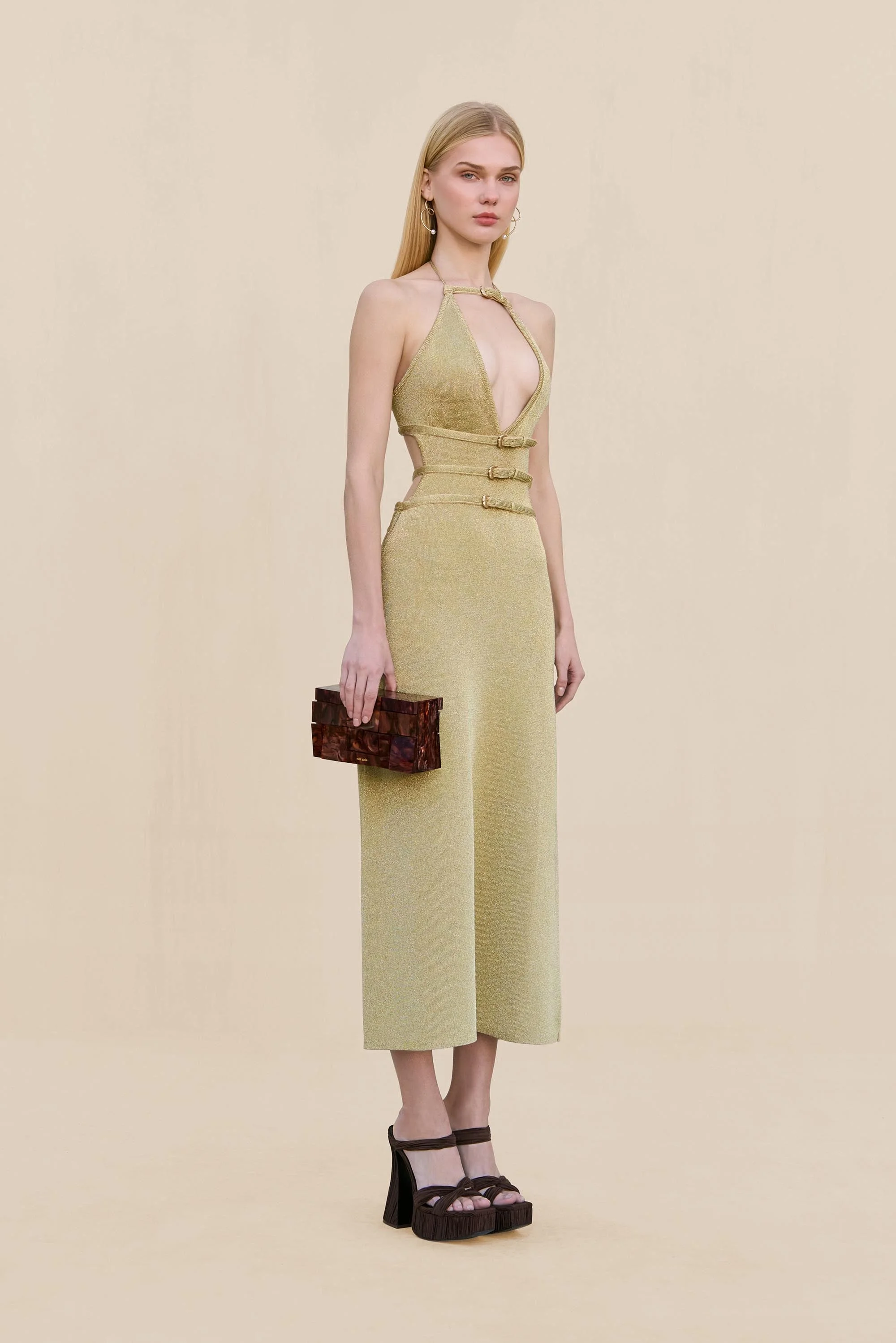 evaleigh knit dress Gold SPRING25
