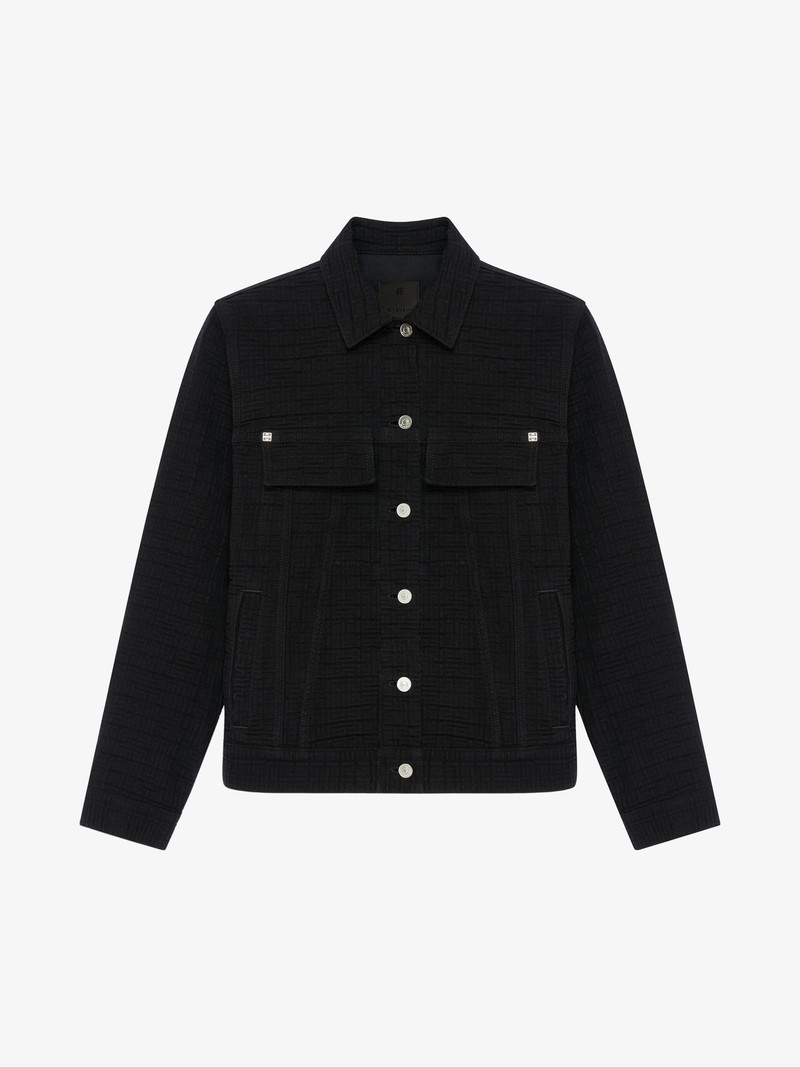 4G JACKET IN DENIM WITH TAG EFFECT DOG PRINT 1