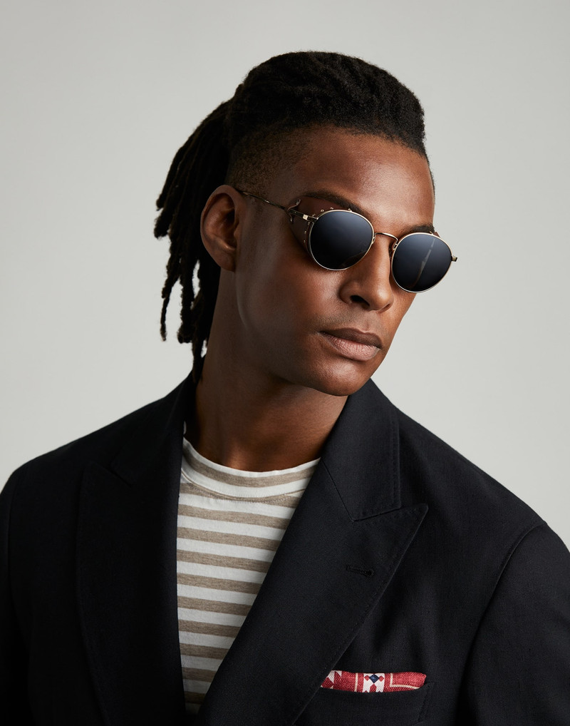 Cesarino metal sunglasses with leather side shield 5