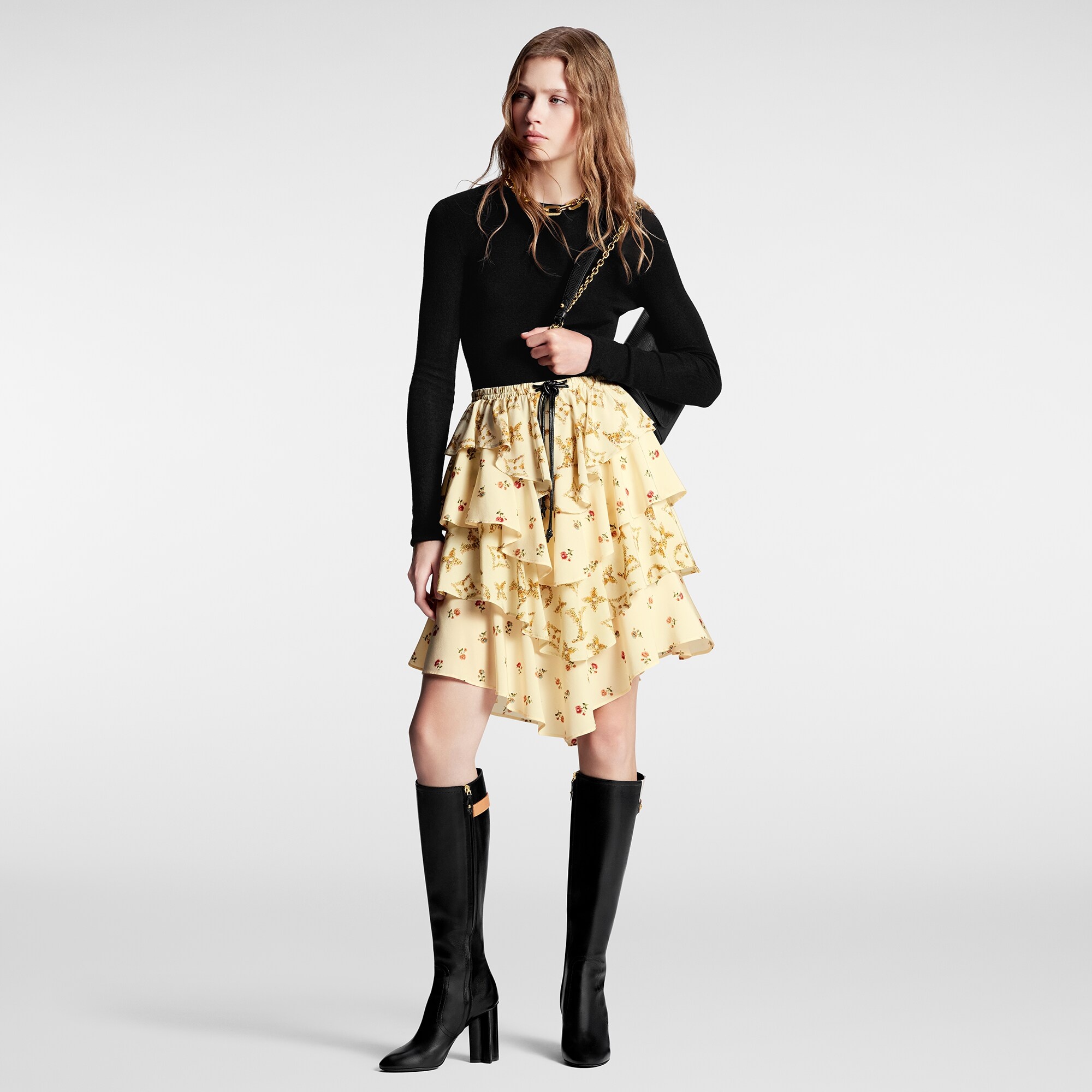 Tiered Floral Print Mini Skirt - 4