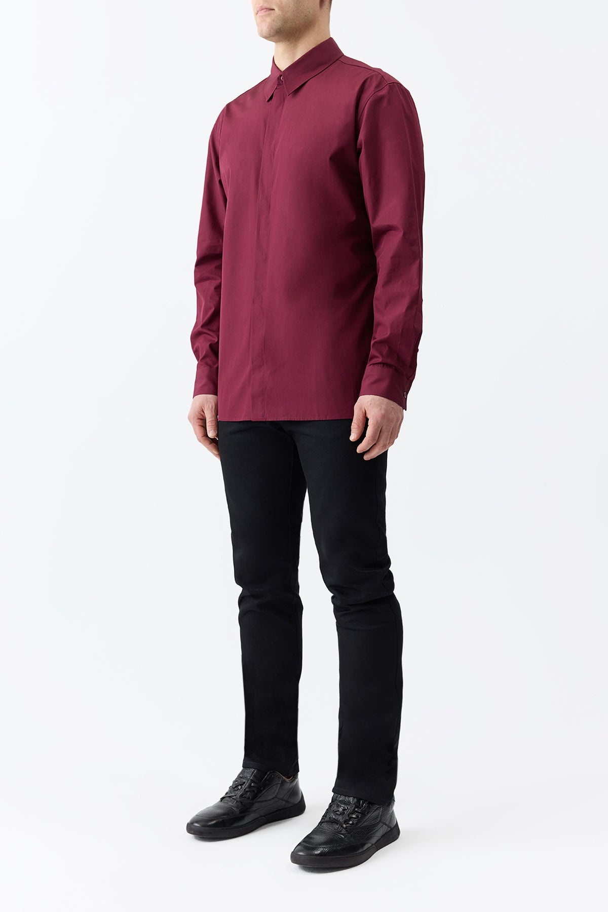 Nicolas Shirt in Bordeaux Sea Island Cotton - 4