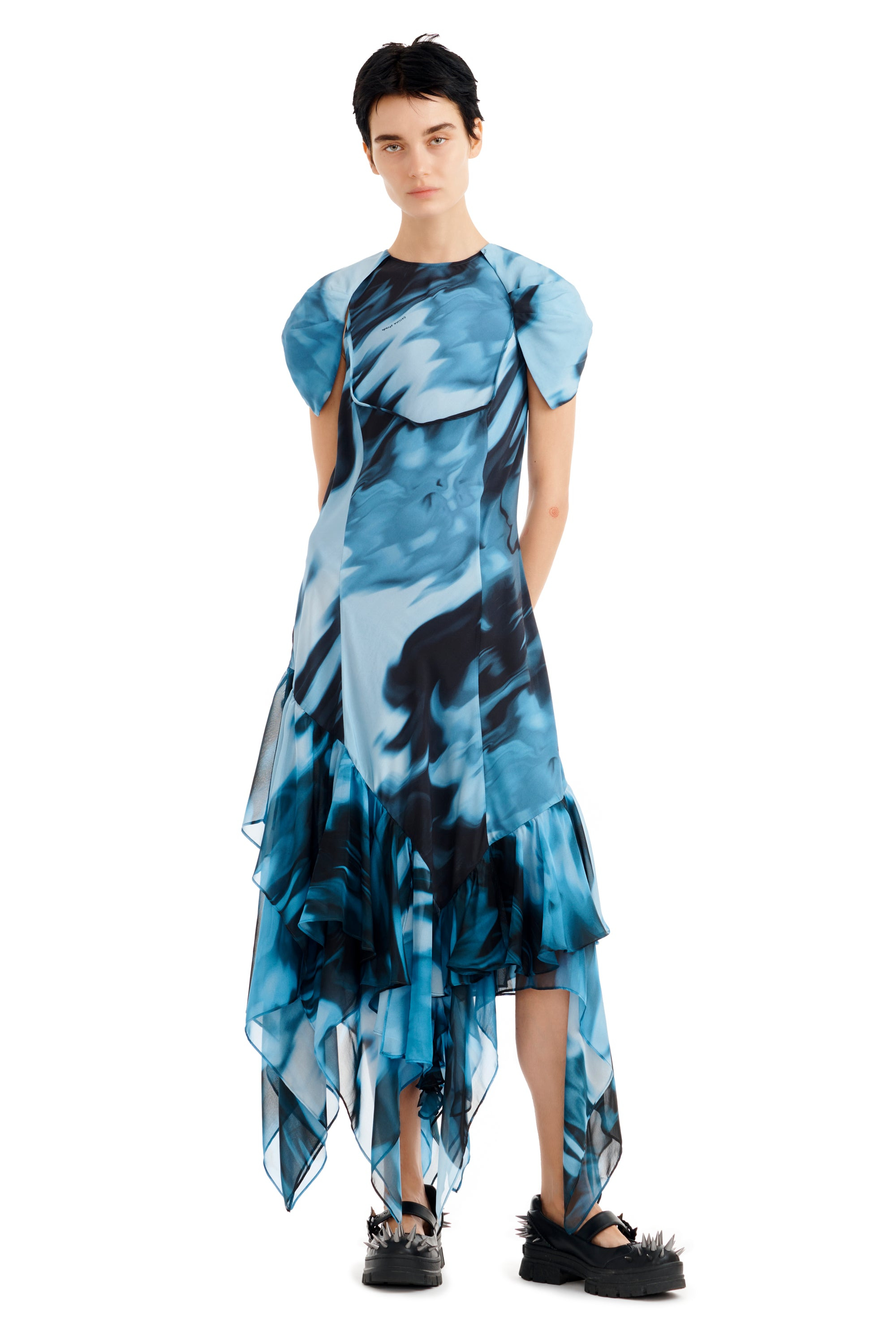 NAVY MELTING BLOOM HILLARY DRESS - 2