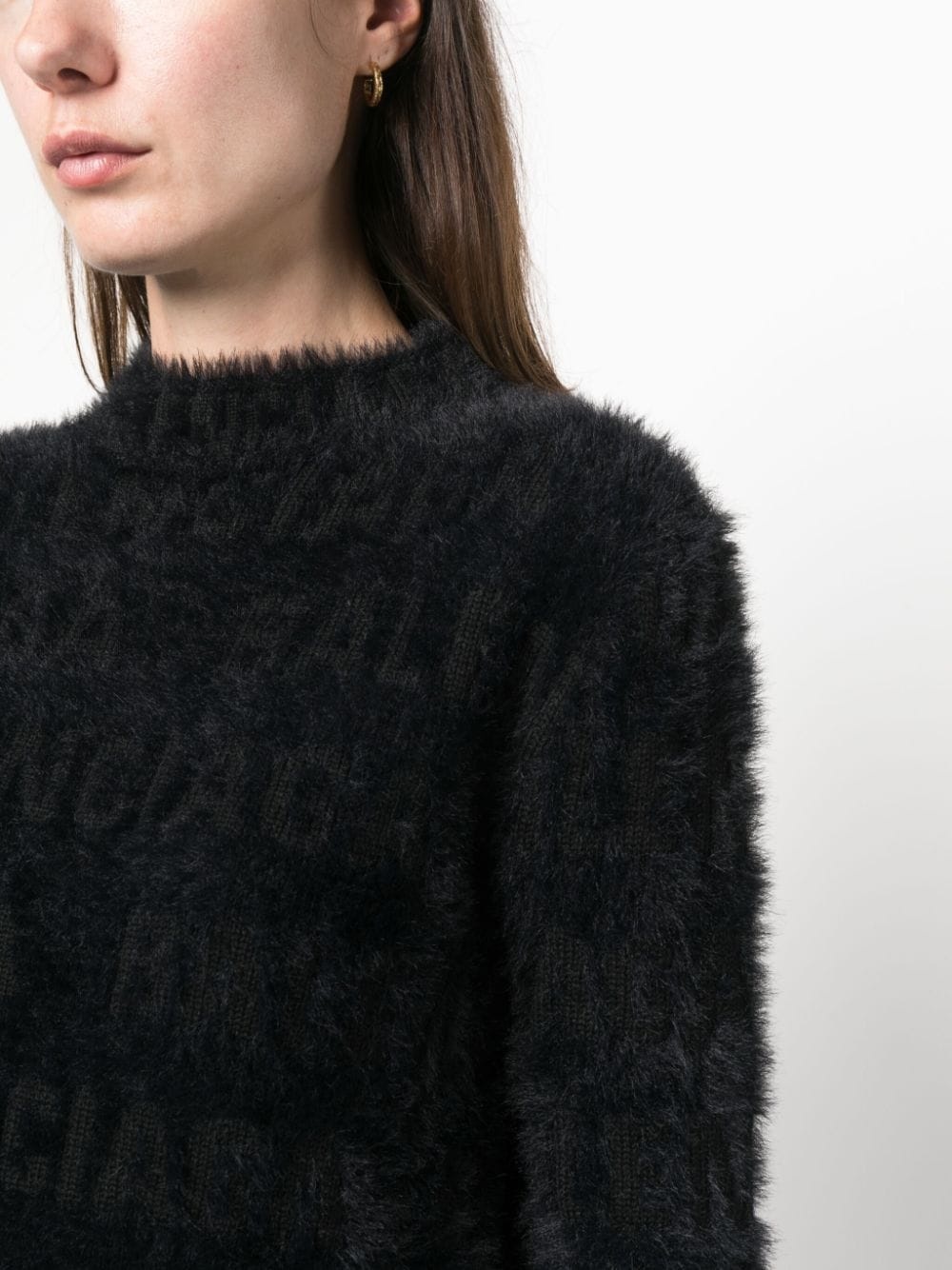 logo-knit fuzzy jumper - 5