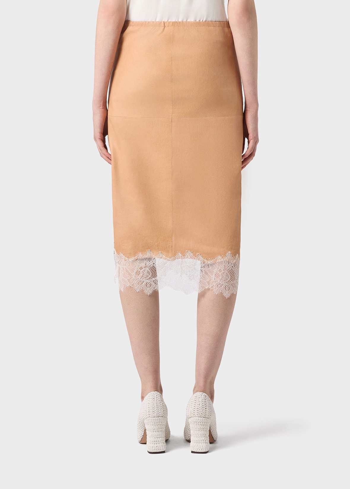 LEATHER SKIRT WITH LACE - 4