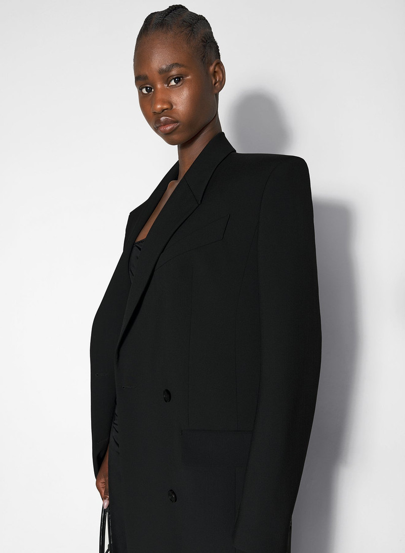 black double-breasted wool coat 8