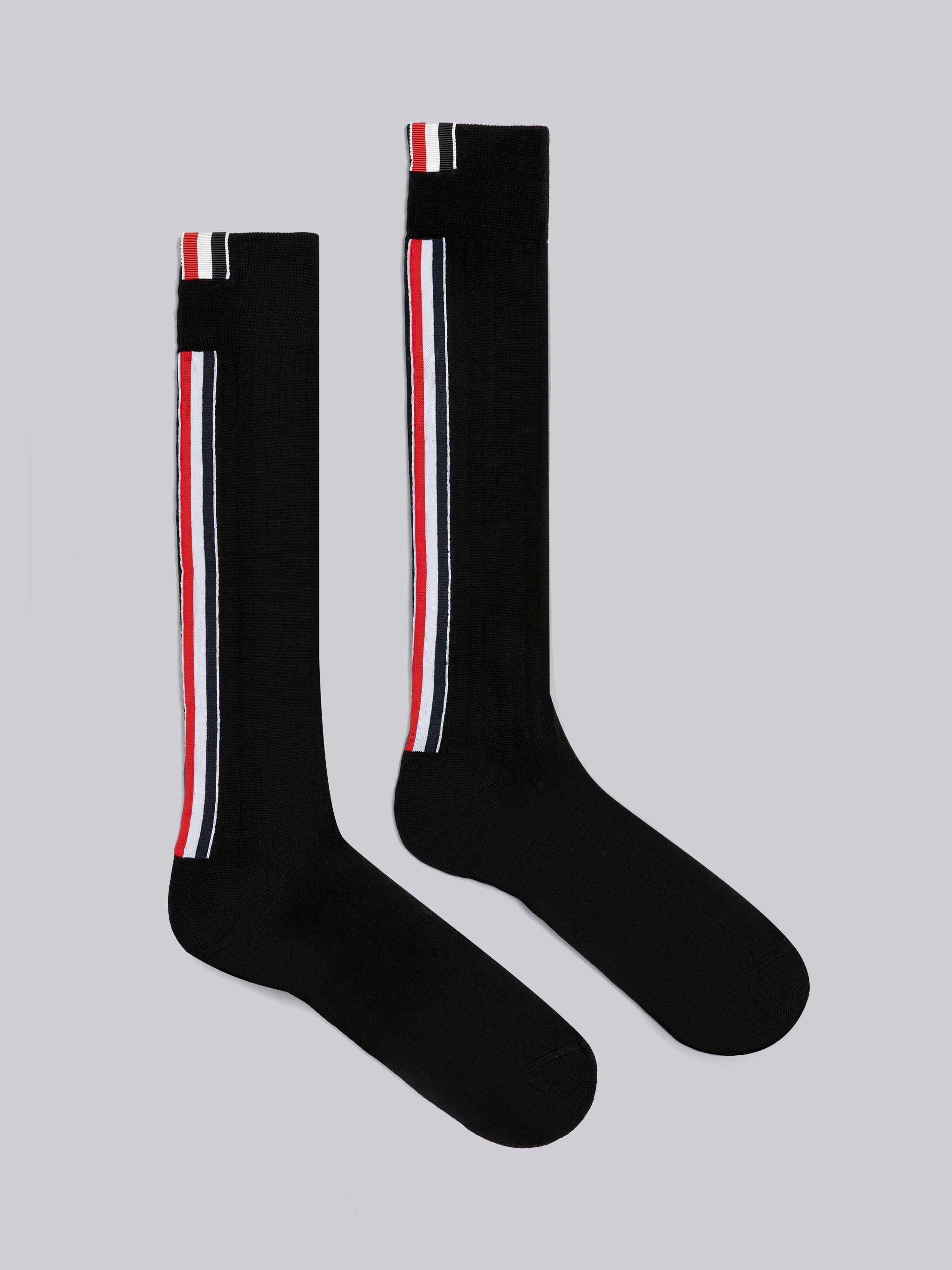 Merino Rib Stripe Over the Calf Socks - 1