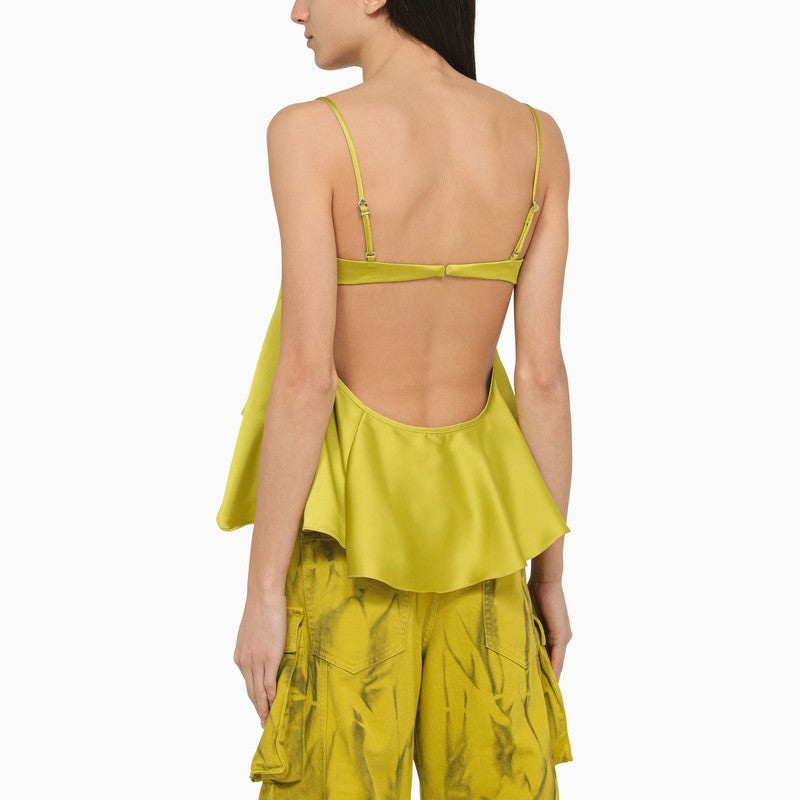 LIME-COLOURED SATIN RUFFLE TOP - 3