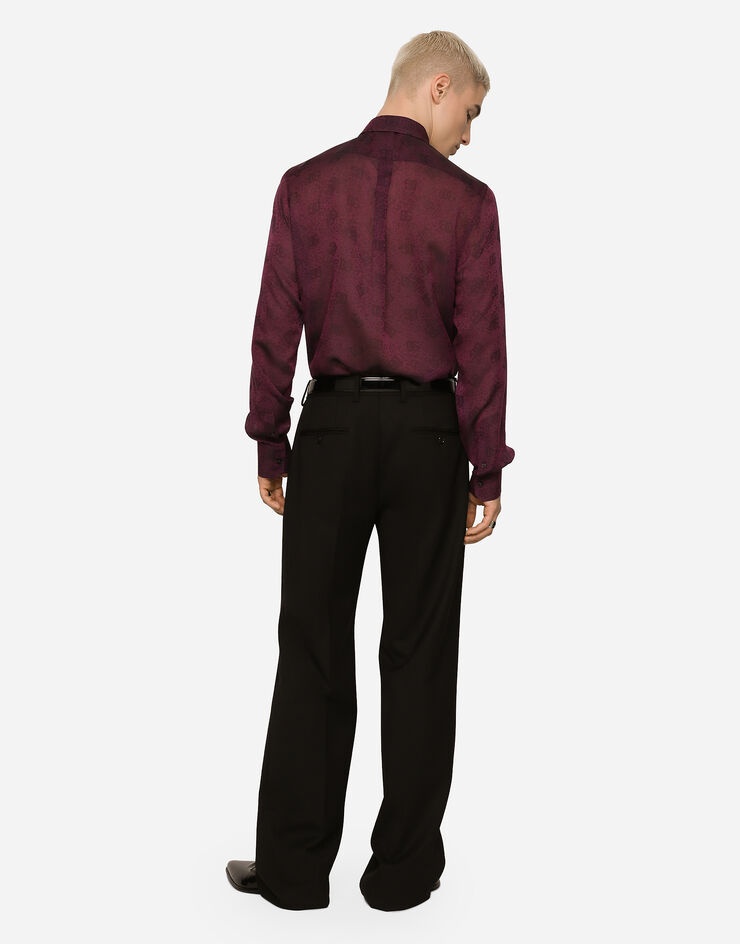 Silk jacquard Martini-fit shirt with DG logo and ocelot - 3