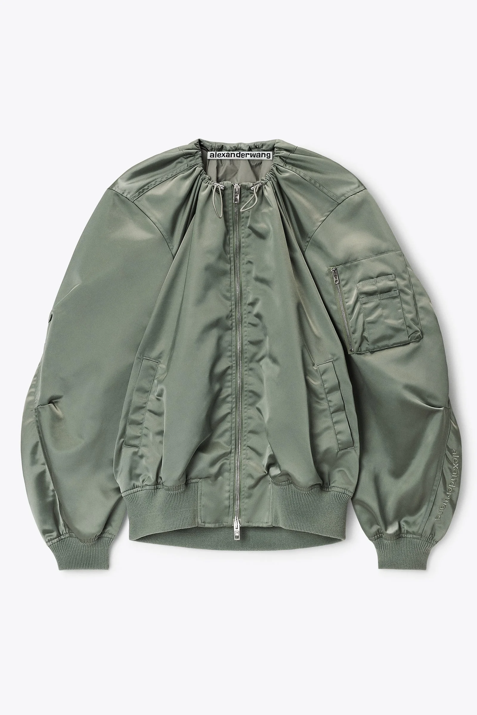 nylon scoop neck bomber jacket - 1