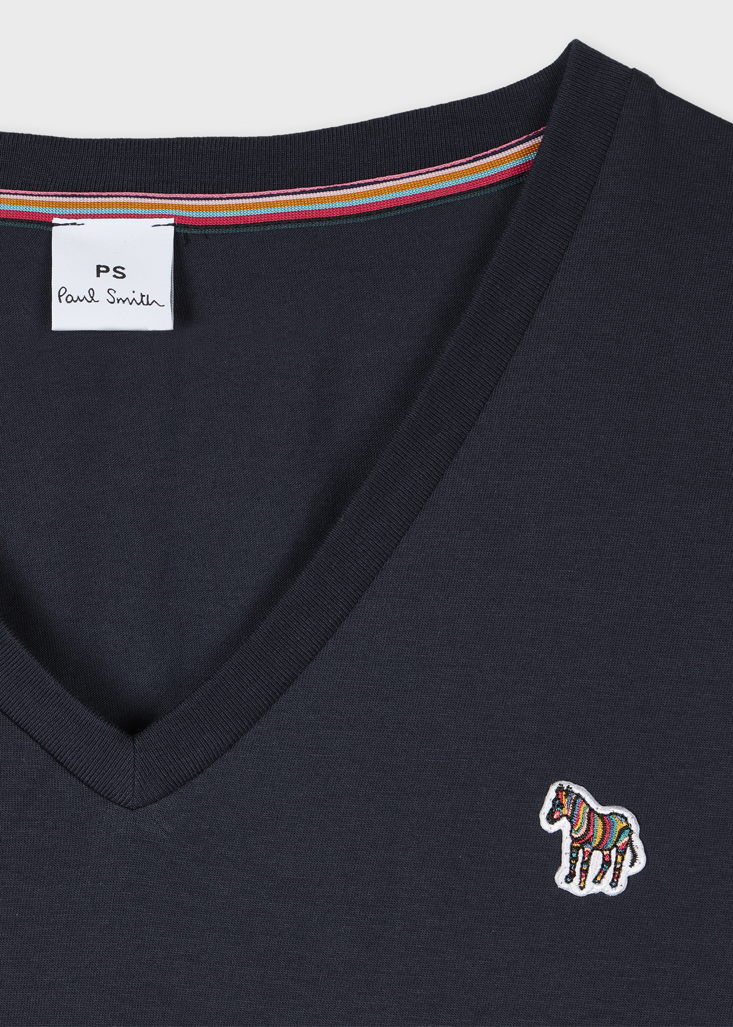 Women's Navy Blue V-Neck Zebra T-Shirt - 2