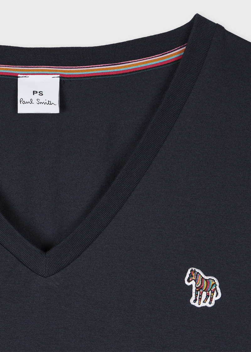 Paul Smith Women's Navy Blue V-Neck Zebra T-Shirt outlook