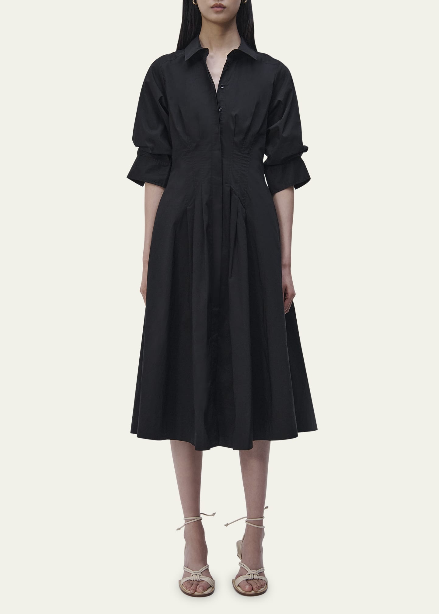 Jazz Core Cotton Poplin Pintuck Midi Dress - 2