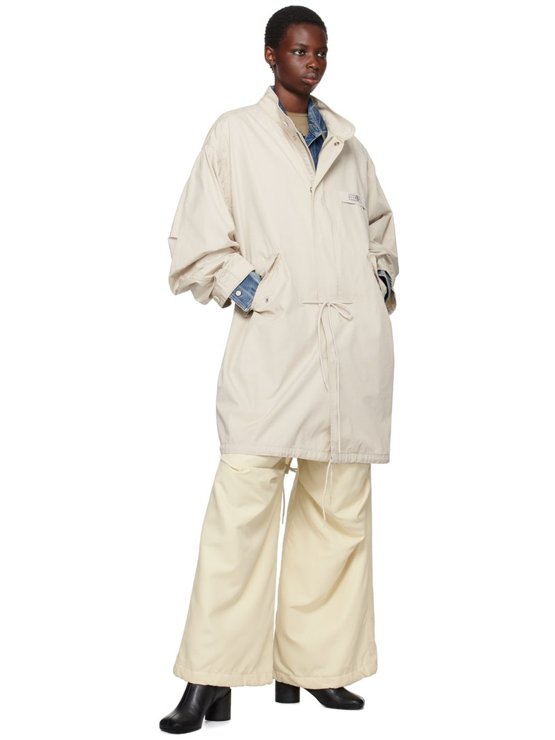 MM6 Maison Margiela Beige Logo Patch Coat outlook