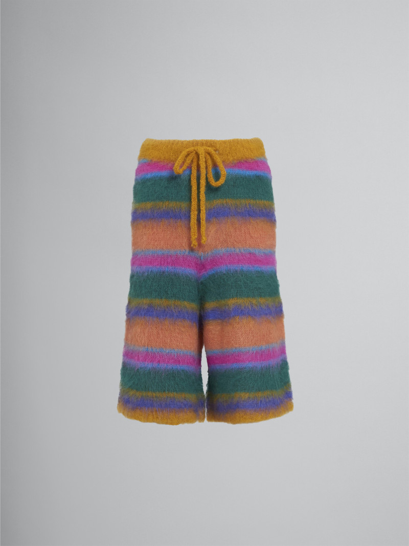 STRIPED MOHAIR AND WOOL KNEE-LENGTH PANTS 1