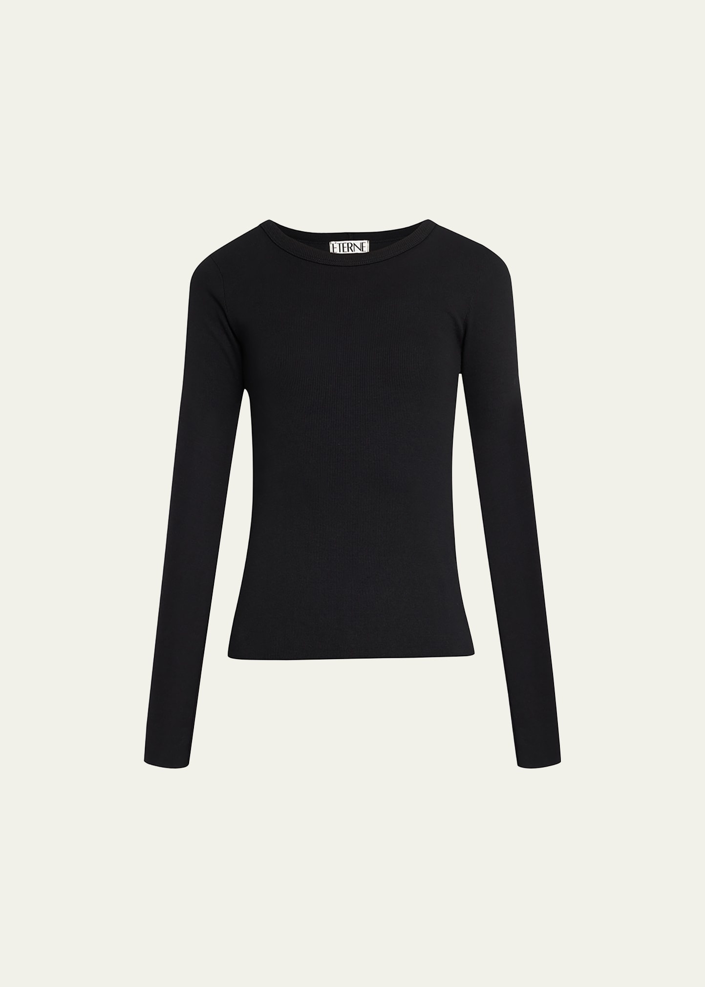 Long-Sleeve Fitted Crewneck Top - 1