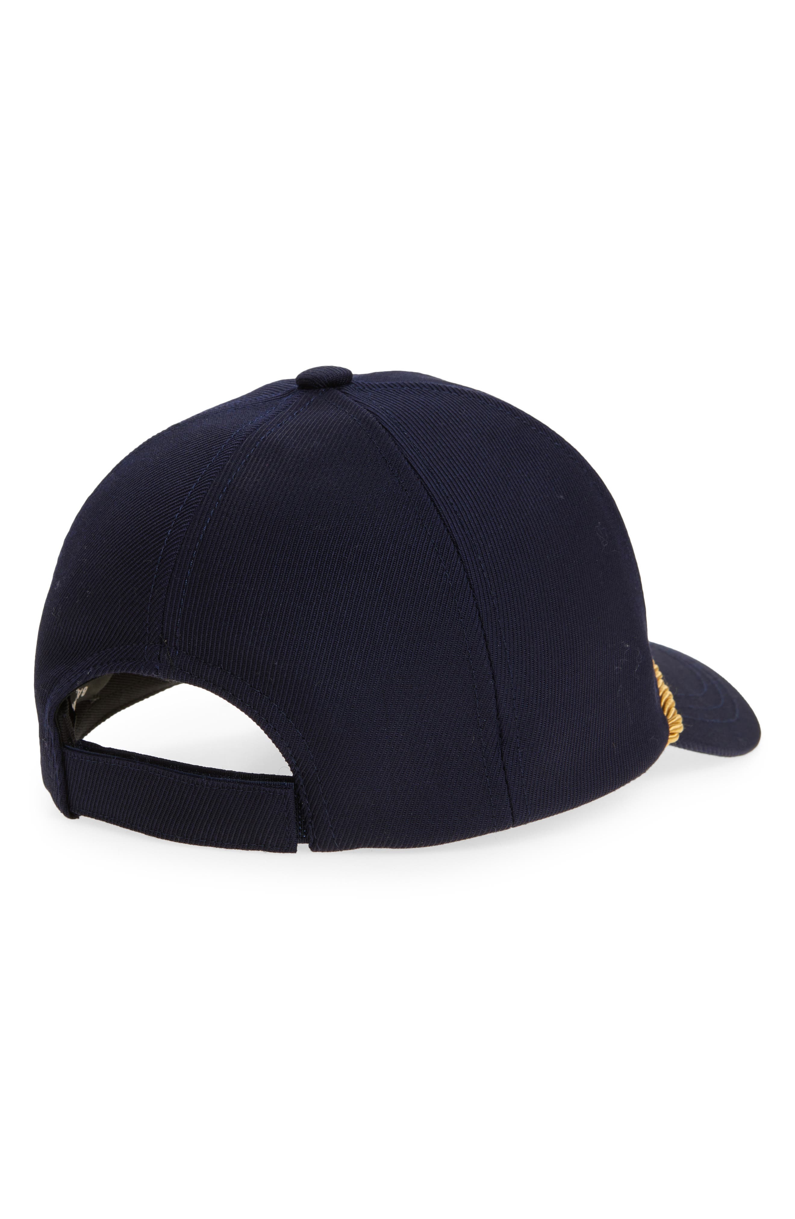 Balmain Signature Embroidered Patch Adjustable Baseball Cap in Soi Navy/Black/Gold at Nordstrom - 2