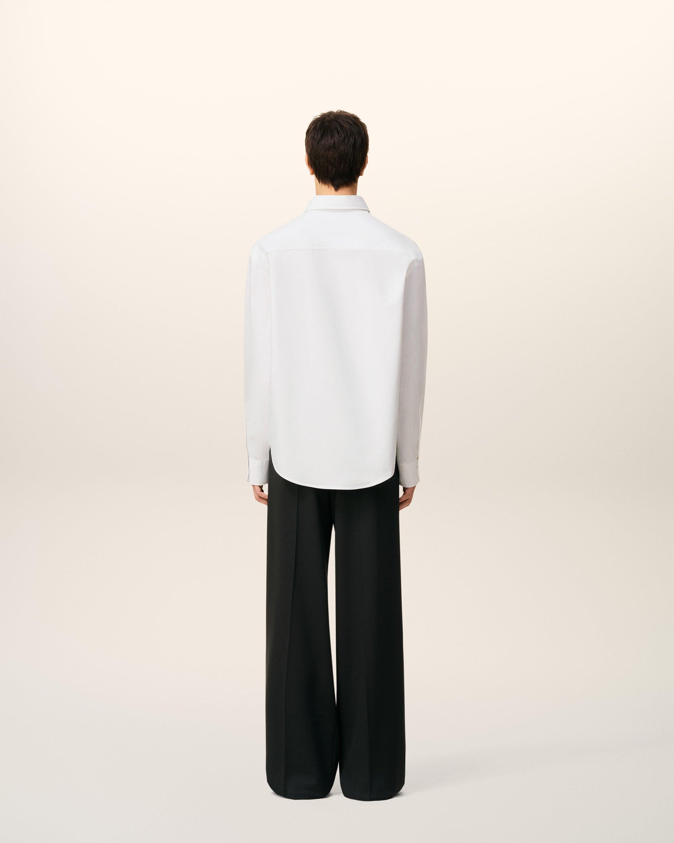 WHITE COTTON AMI DE COEUR BOXY SHIRT - 5