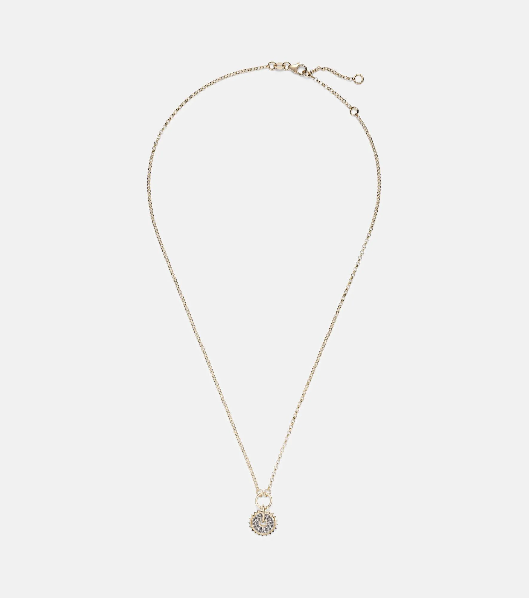 Pave Diamond Disk 18kt gold chain necklace with diamonds - 1