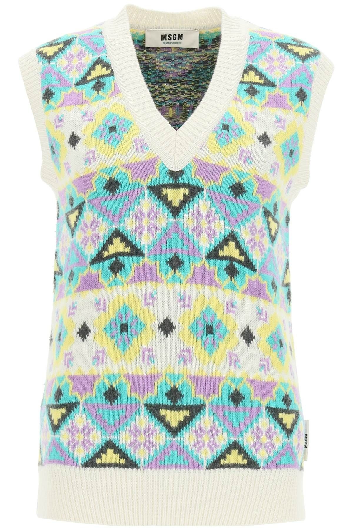 VEST WITH PATTERNED EMBROIDERY - 1