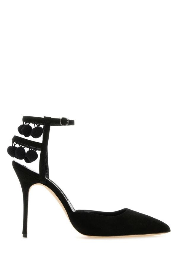 Manolo Blahnik Black Tormenfa Heeled Sandals