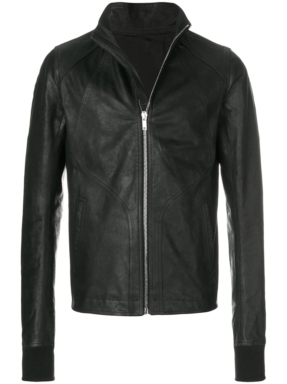 fitted leather jacket - 1