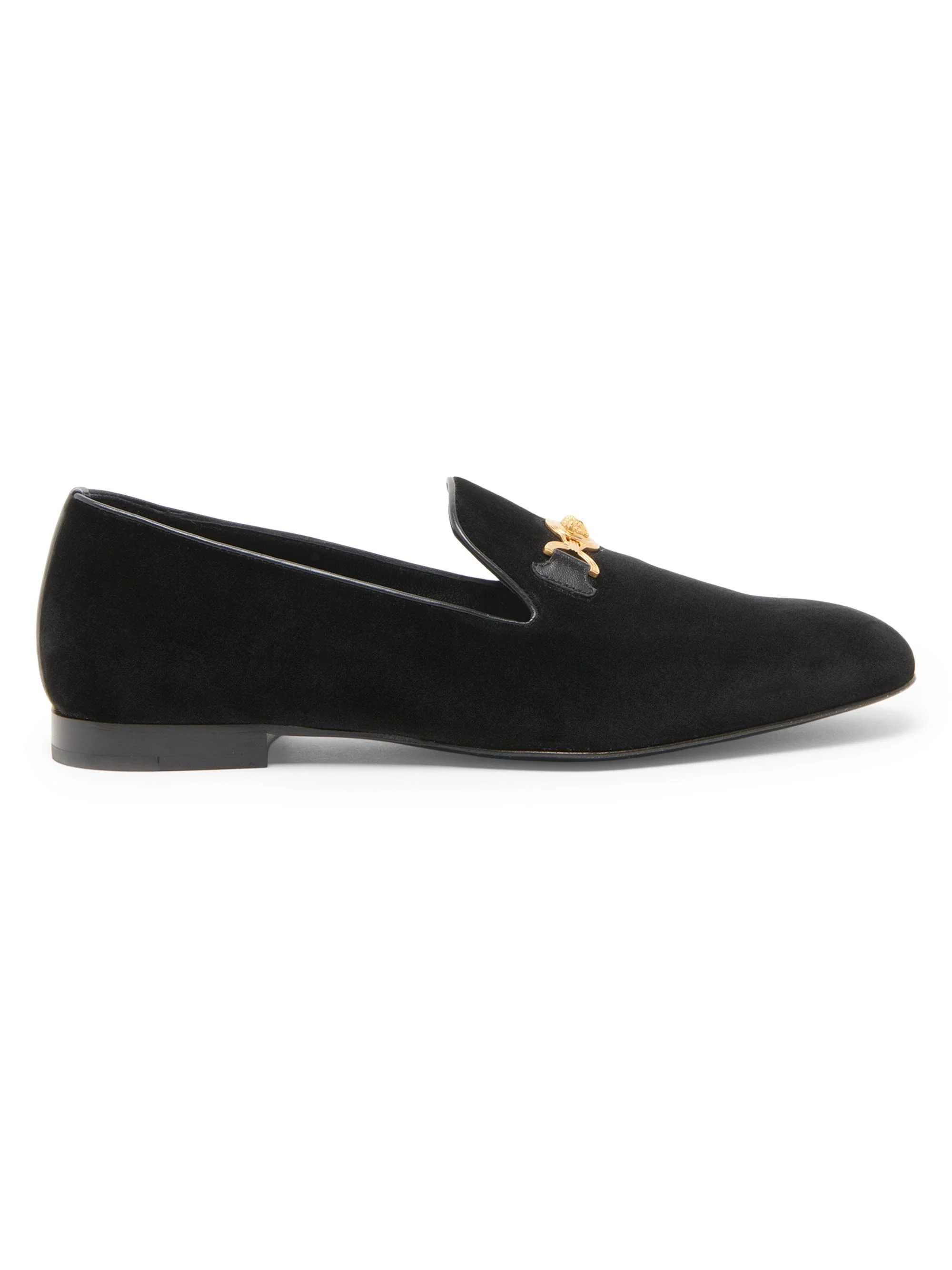 Men's Medusa Velvet Slippers - Black Vibrated Gold - 1