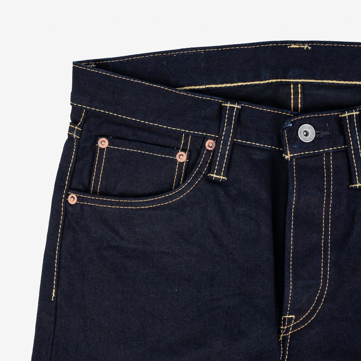 IH-666S-142ib-c 14oz Selvedge Denim Slim Straight Cut Jeans - Indigo/Black - 9