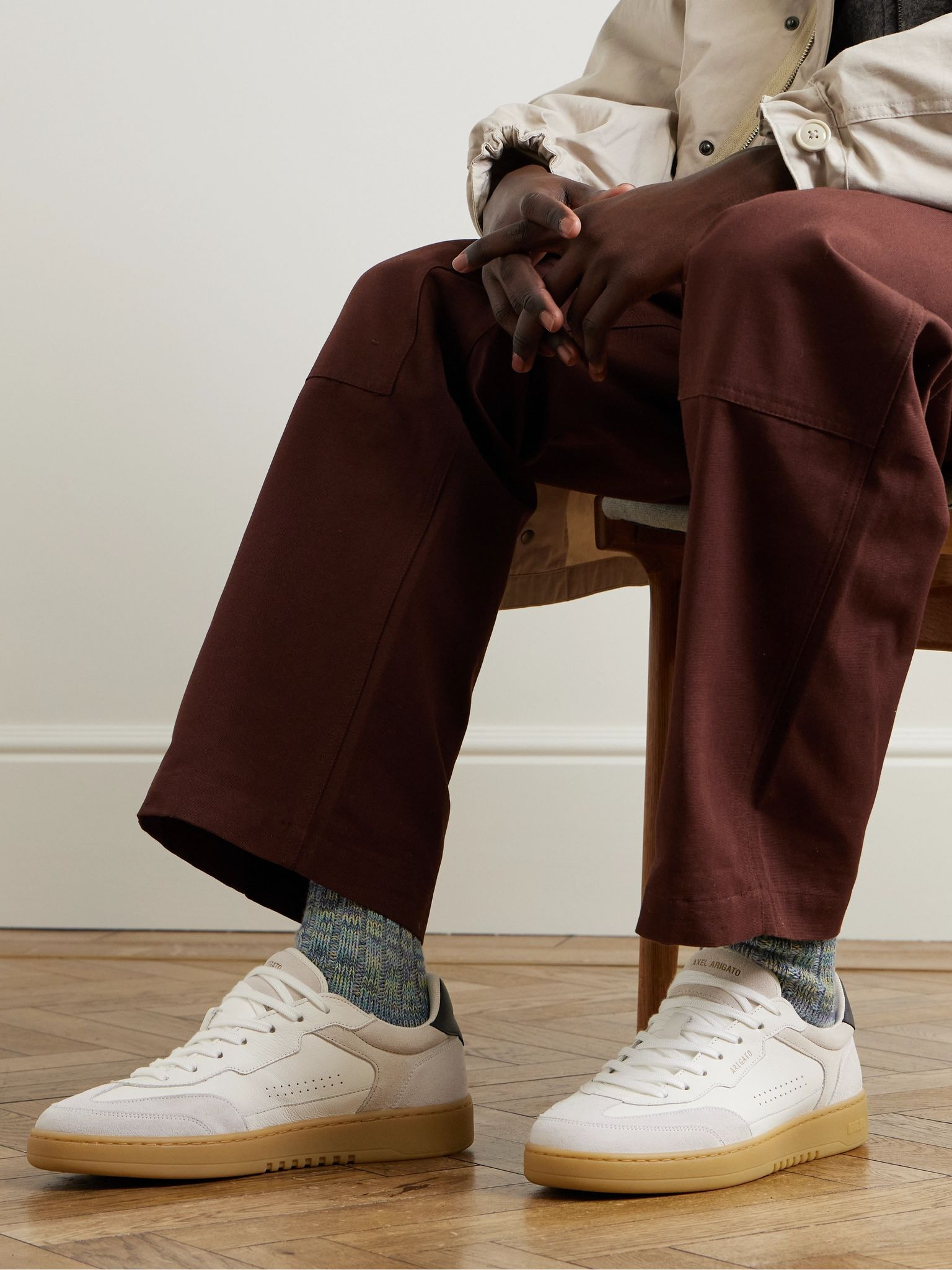 Dice T-Toe Suede-Trimmed Leather Sneakers White - 2