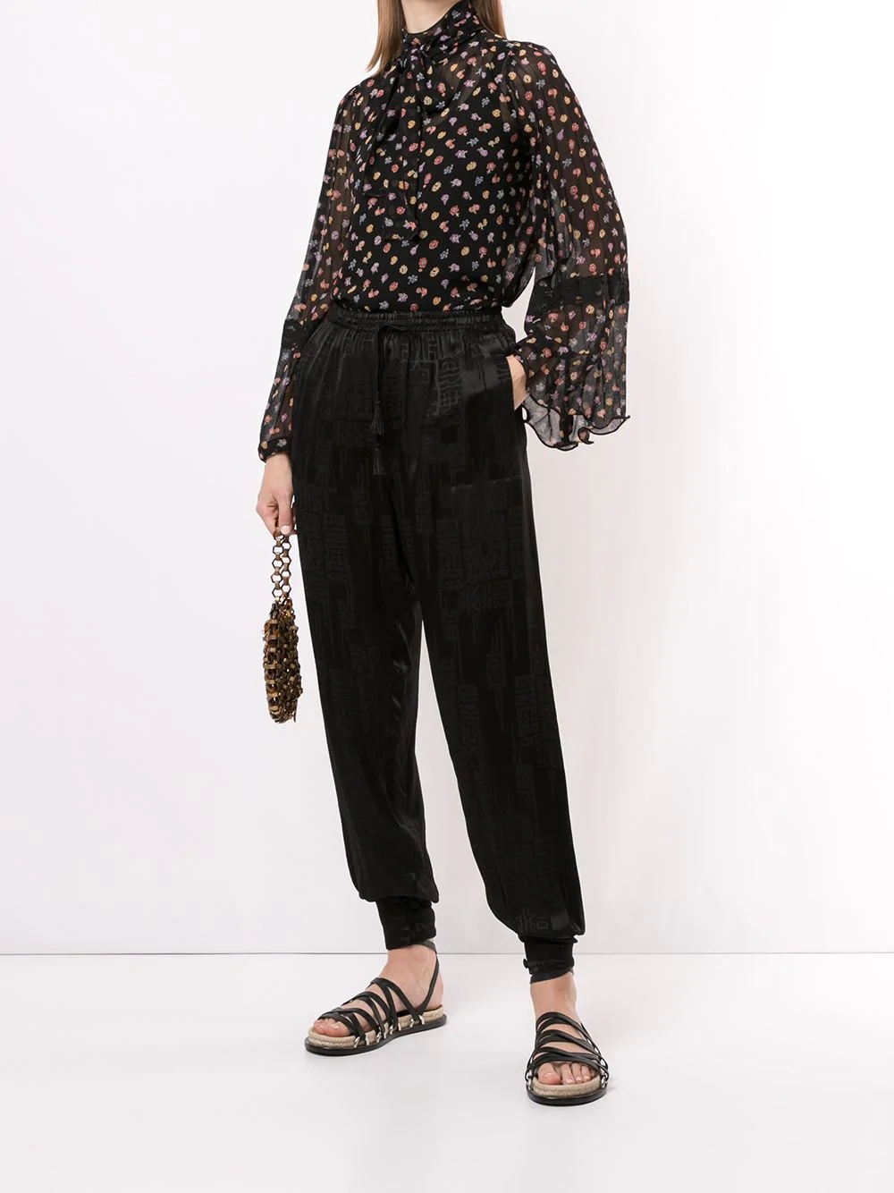 jacquard print trousers - 2