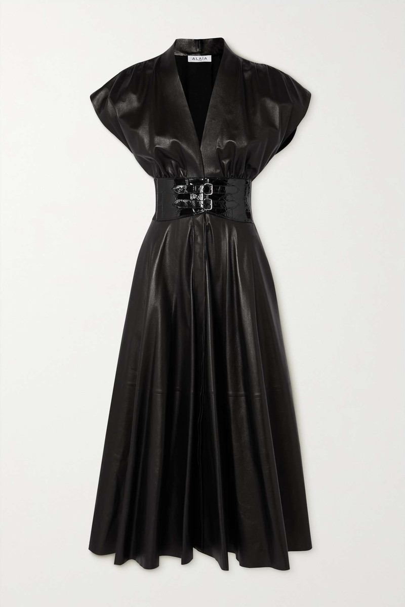 Archetypes belted leather midi dress - 1