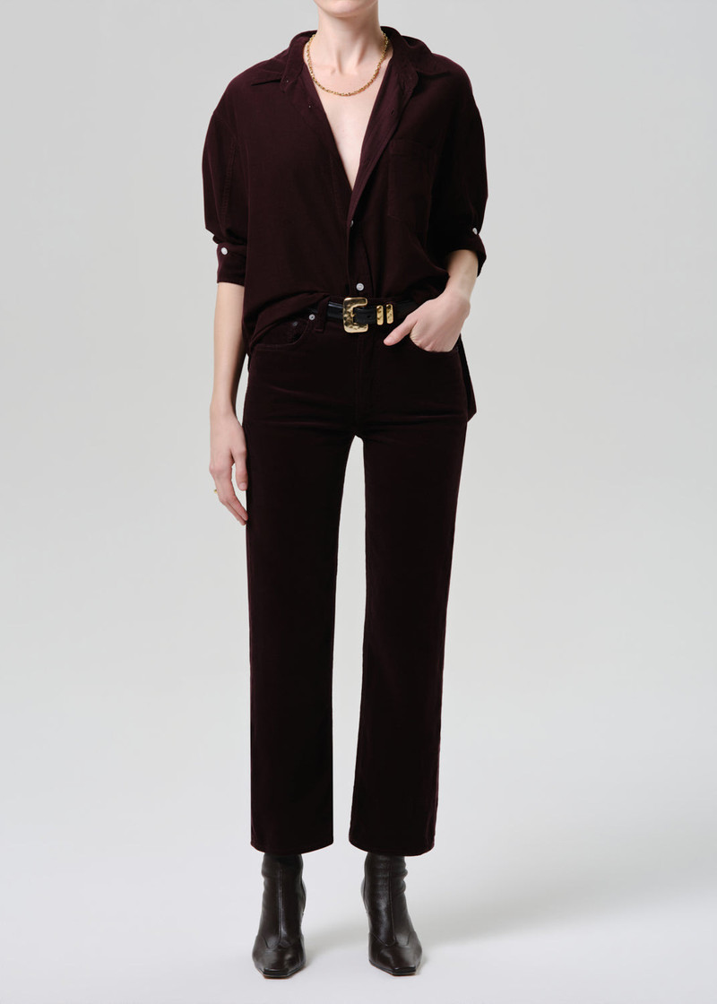 Palma Straight Stretch Baby Corduroy In Eggplant - 1