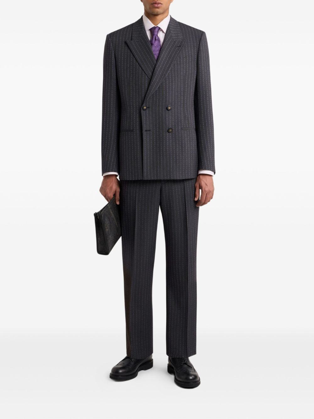 pinstripe double-breasted blazer - 2