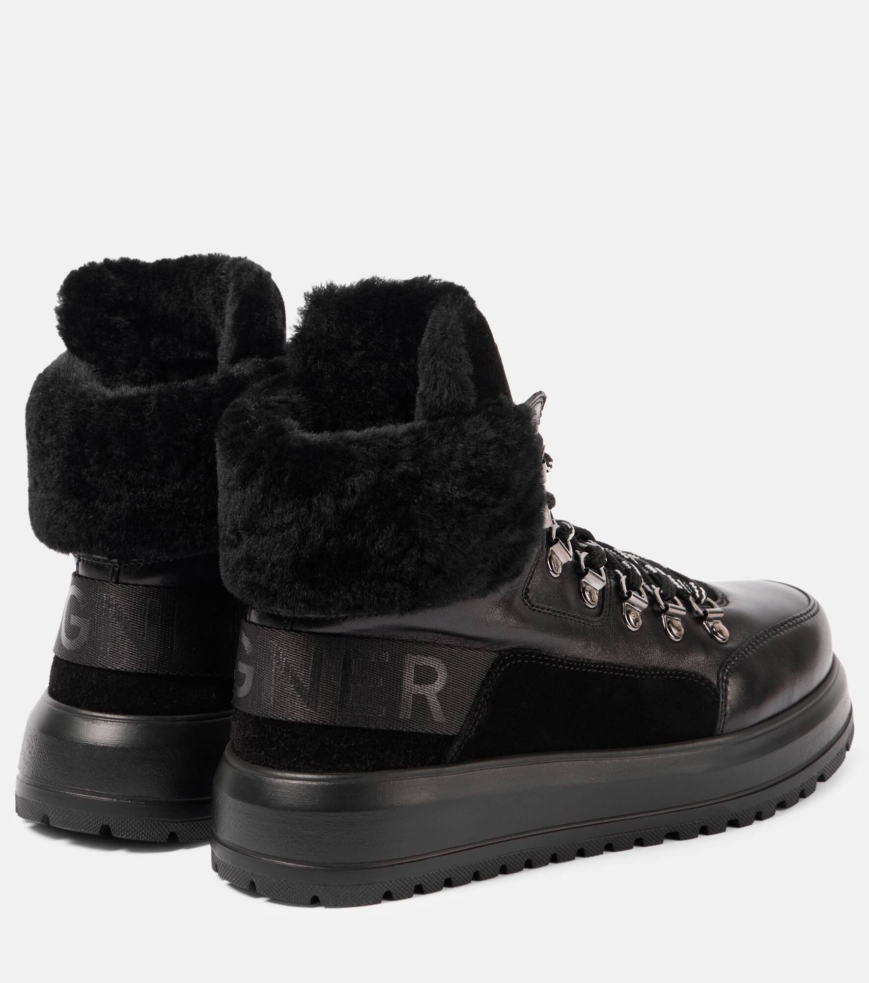 Shearling-trimmed leather boots - 2