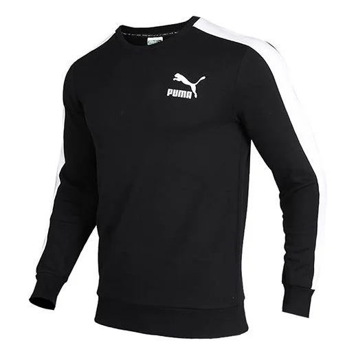 PUMA 아이콘 T7 승무원 Fl 양줄 라운드 목 블랙 595913-01 - 1