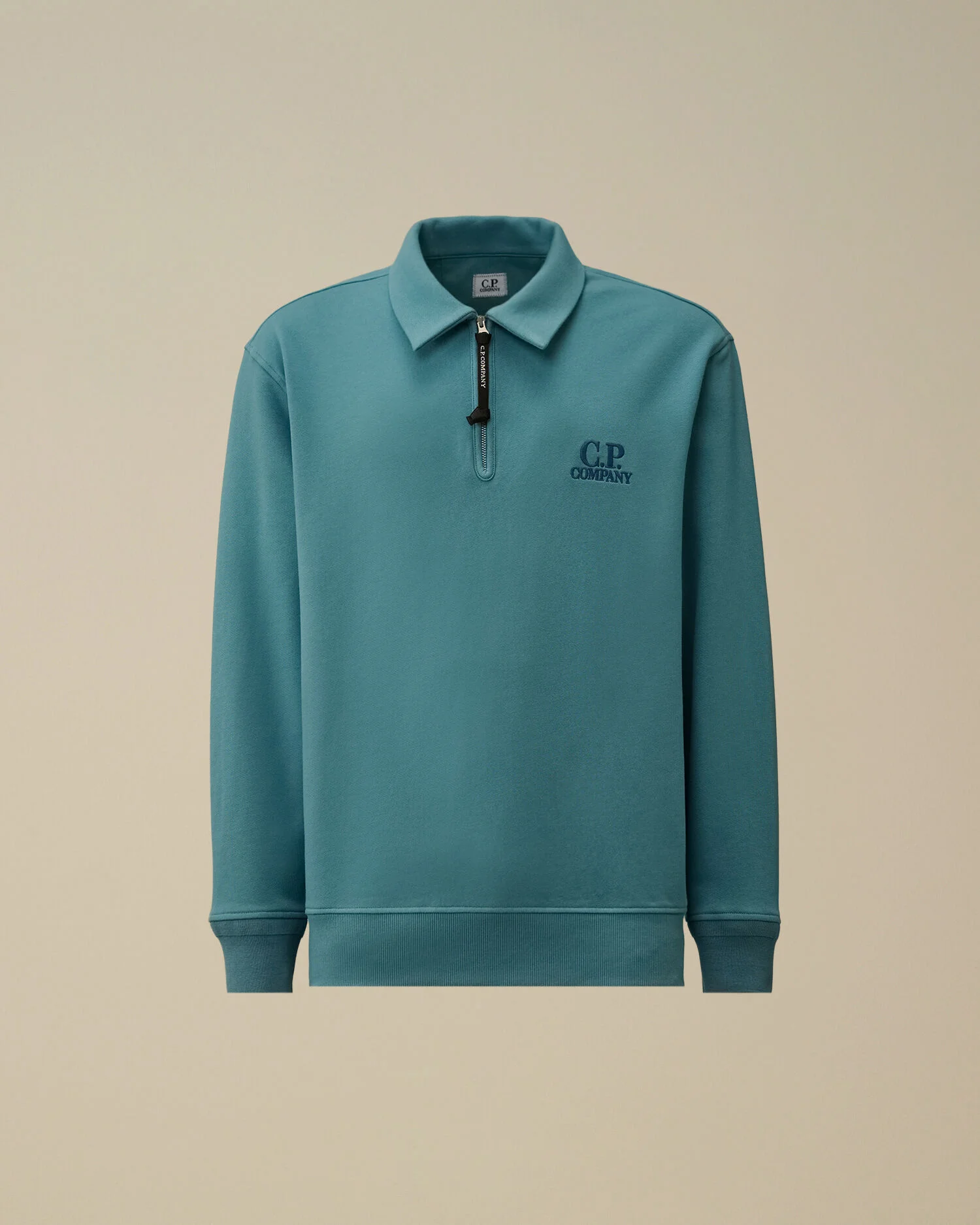 Diagonal Raised Fleece Half Zip Sweatshirt - 1