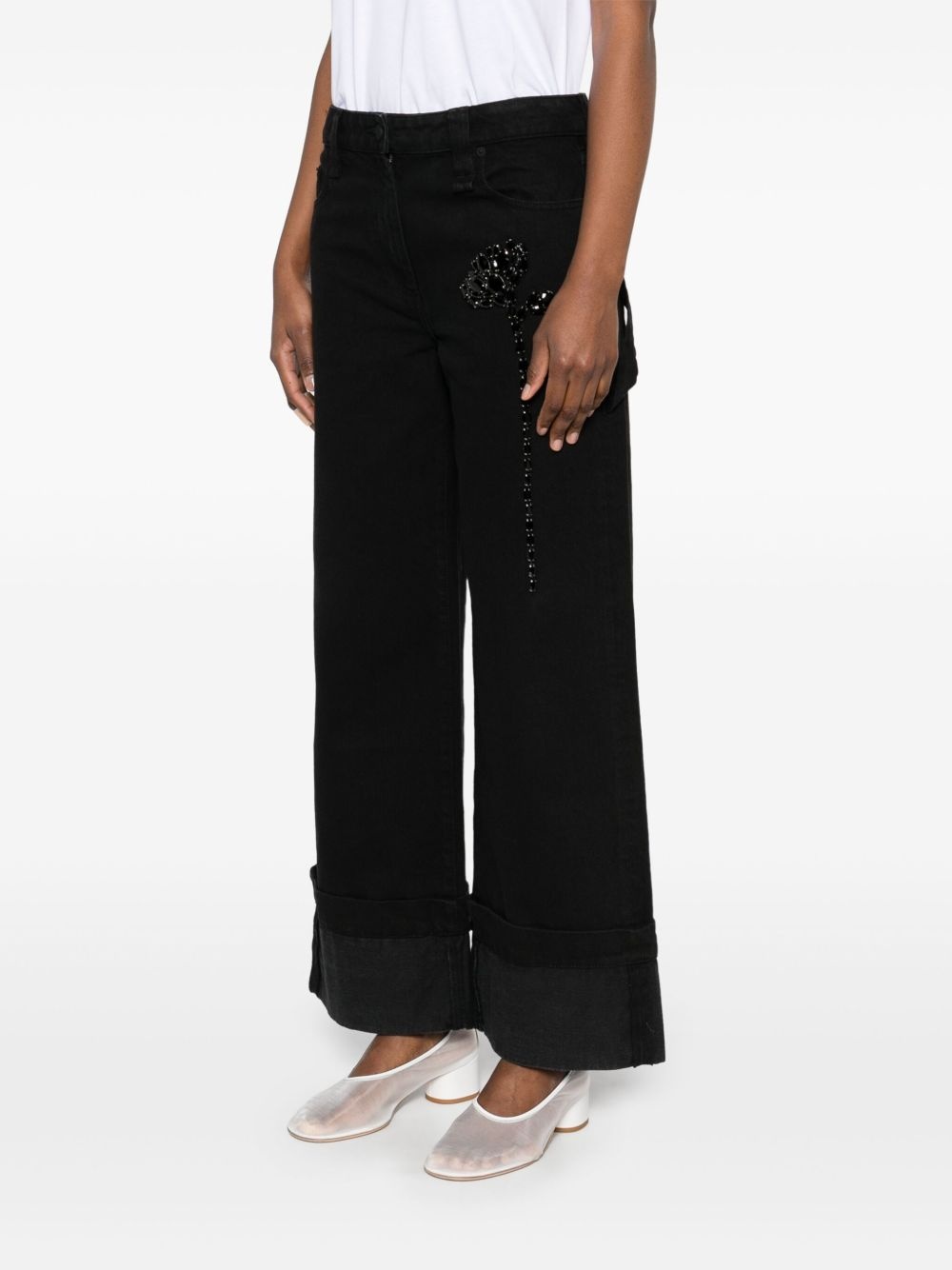 Carnation-embellished jeans - 3