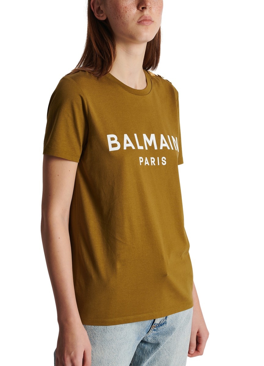 Eco-responsible cotton T-shirt with Balmain logo print - 4