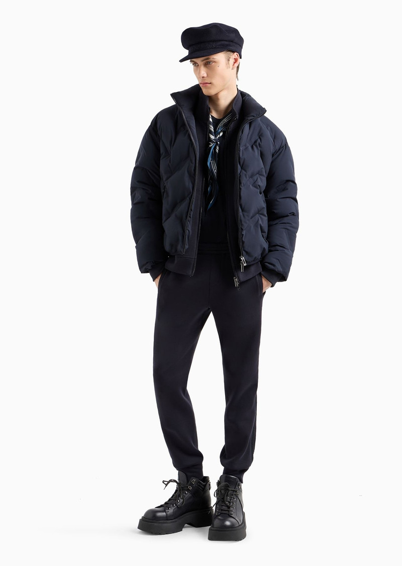 EMPORIO ARMANI Double-jersey full-zip sweatshirt with embossed logo lettering tape outlook